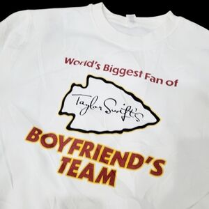 Taylor Swift Boyfriend's Team White Crewneck Sweatshirt Top Size: M